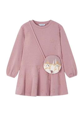 Vestido Mayoral de punto con bolso rosa para niña