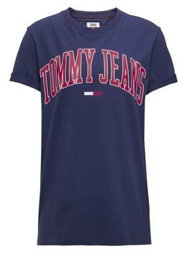 Camiseta Tommy Jeans Collegiate Azul Mujer