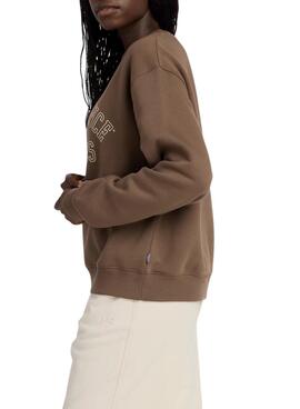 Sudadera New Balance Graphic Fleece Crew marrón para mujer