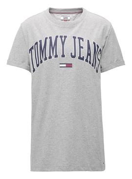 Camiseta Tommy Jeans Collegiate Gris Mujer