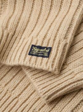 Jersey Superdry Cable Zip beige para mujer