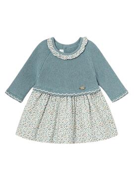 Vestido Mayoral Combinado Puntos Azul para bebé