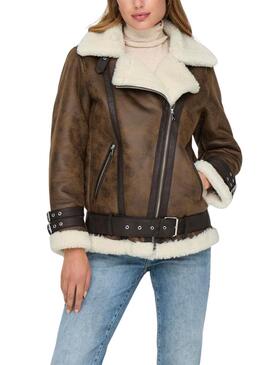 Cazadora Only Olympia marrón y beige para mujer