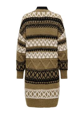 Chaqueta Only Shirly de punto jaquard marrón para mujer