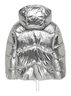 Cazadora Only Acolchada Pearl plateado para mujer