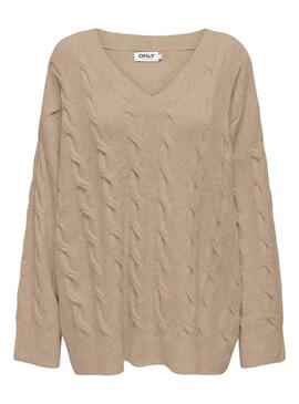 Jersey Only Jeanett tostado para mujer