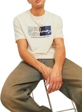Camiseta Jack and Jones Portland beige para hombre