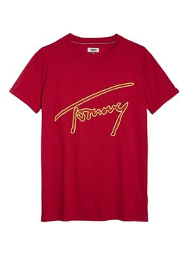 Camiseta Tommy Jeans Neon Outline Rojo Mujer