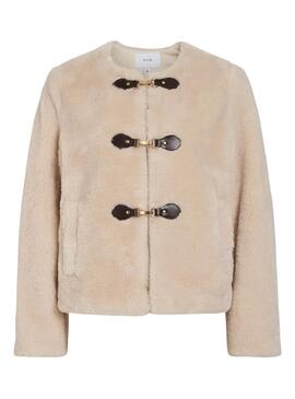 Chaqueta Vila de pelo Vishup beige para mujer