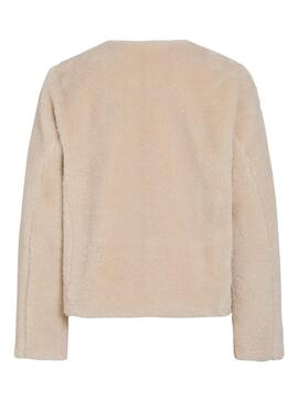 Chaqueta Vila de pelo Vishup beige para mujer