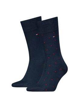 Pack 2 calcetines Tommy Hlfiger lunares azul para hombre