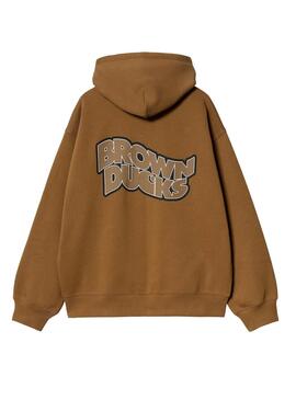 Sudadera Carhartt Ducks camel con cremallera para hombre