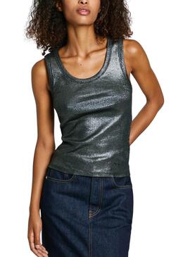Camiseta Pepe Jeans Lacey canalé negro para mujer