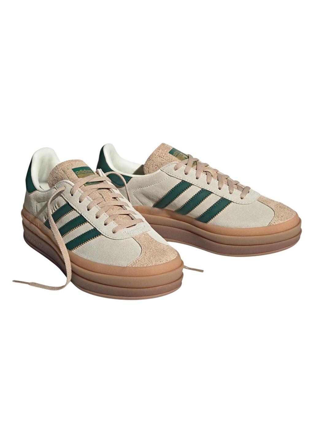 Zapatillas Adidas Gazelle Bold beige y verde para mujer