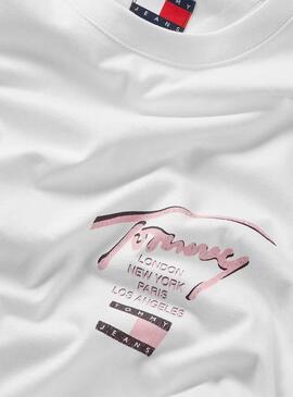 Camiseta Tommy Jeans   Sign City blanco para hombre 