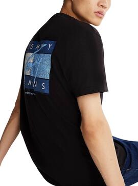 Camiseta Tommy Jeans Reg  Flag negra para hombre
