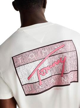 Camiseta Tommy Jeans  Flag  en blanco para hombre 