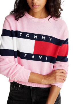 Jersey   Tommy Jeans Center Flag en rosa para mujer