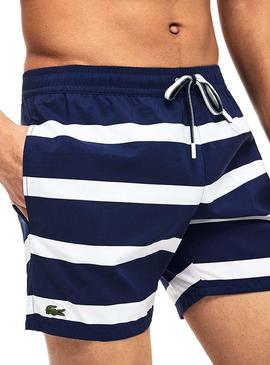 Bañador Lacoste Big Stripes Azul Hombre