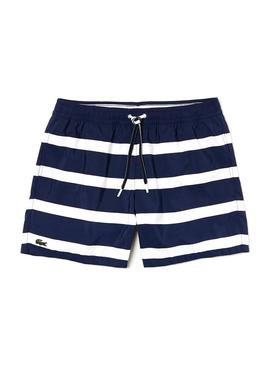 Bañador Lacoste Big Stripes Azul Hombre