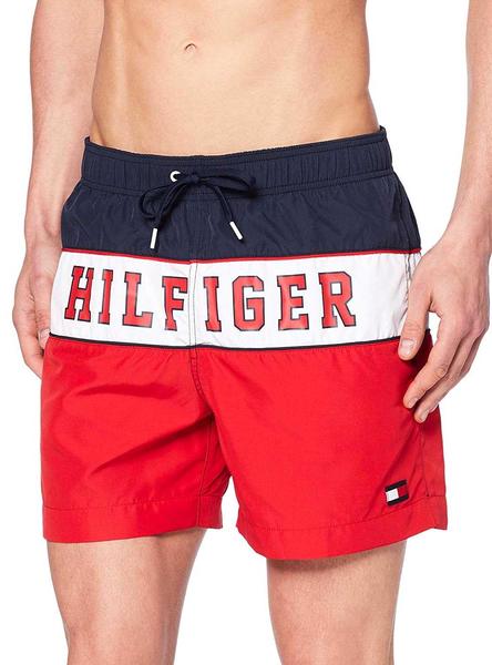 Evaporar País Granjero Bañador Tommy Hilfiger Bloque Rojo Tricolor Hombre