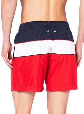 Bañador Tommy Hilfiger Bloque Rojo Tricolor Hombre