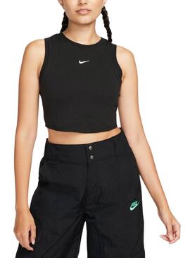 Camiseta Nike Essential Rib Corp Tank negro para mujer