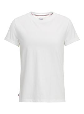 Camiseta Tommy Jeans Roll Up Blanco Mujer