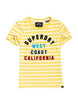 Camiseta Superdry West Coast Stripe Amarillo Mujer