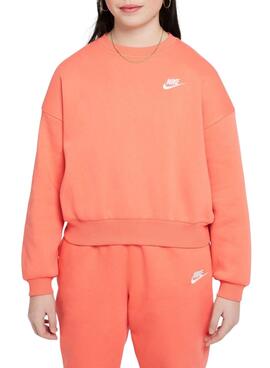 Sudadera Nike Club Fleece naranja para niña