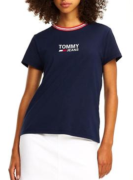 Camiseta Tommy Jeans Rib Marino Mujer