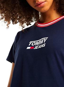 Camiseta Tommy Jeans Rib Marino Mujer