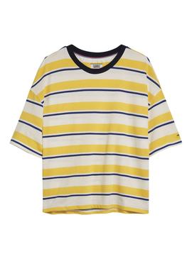 Camiseta Tommy Jeans Multistripe Amarillo Mujer