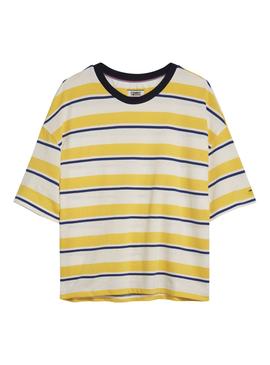 Camiseta Tommy Jeans Multistripe Amarillo Mujer