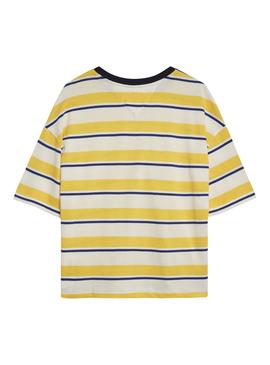 Camiseta Tommy Jeans Multistripe Amarillo Mujer