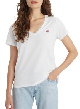 Camiseta Levi's Perfect V Neck blanco para mujer