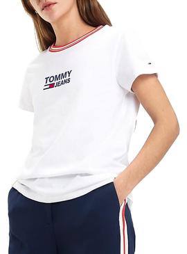 Camiseta Tommy Jeans Rib Blanco Mujer