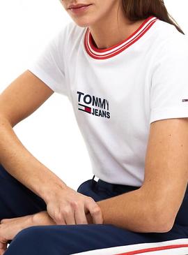 Camiseta Tommy Jeans Rib Blanco Mujer