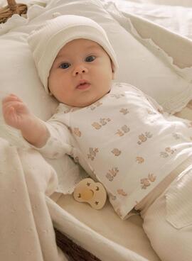 Set 3 piezas Mayoral polaina gorrito beige bebé