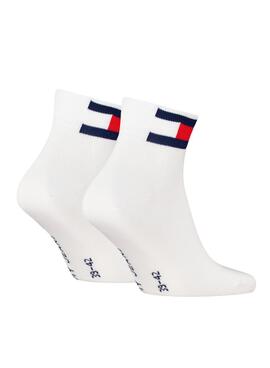 Pack de dos calcetines Tommy Jeans Uni Quarter Flag blanco para hombre y mujer