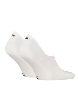 Pack de dos calcetines de Tommy Jeans Uni Footie invisibles blanco para hombre y mujer
