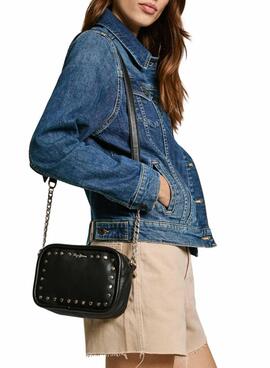 Bolso Pepe Jeans Brianae tachuelas negro para mujer