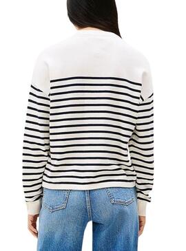  Jersey Tommy Jeans Stripe Varsity blanco para mujer
