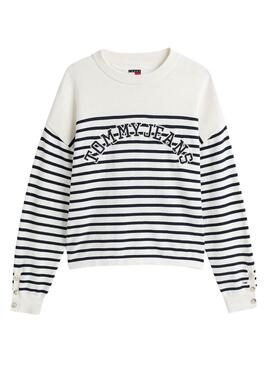  Jersey Tommy Jeans Stripe Varsity blanco para mujer
