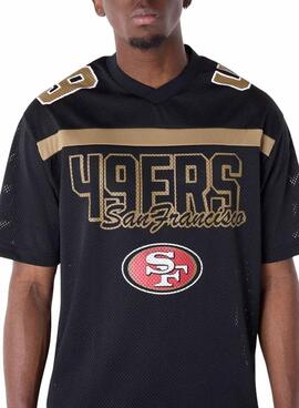 Camiseta New Era San Francisco 49ers NFL Mesh negro para hombre