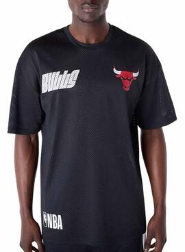 Camiseta New Era Chicago Bulls NBA mesh negro para hombre