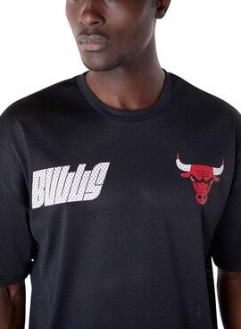 Camiseta New Era Chicago Bulls NBA mesh negro para hombre