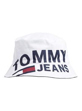 Gorro Tommy Jeans Logo Bucket Blanco Hombre