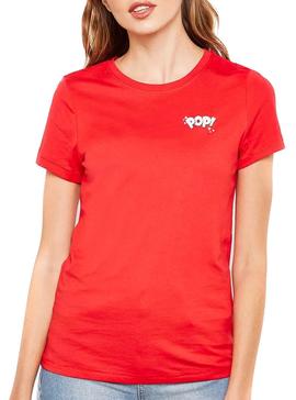 Camiseta only Popcorn Rojo para Mujer