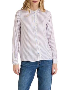 Camisa Naf Naf rayas azul y rosa para mujer